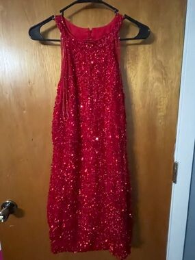 Source Unknown Red Sequin Prom Dress